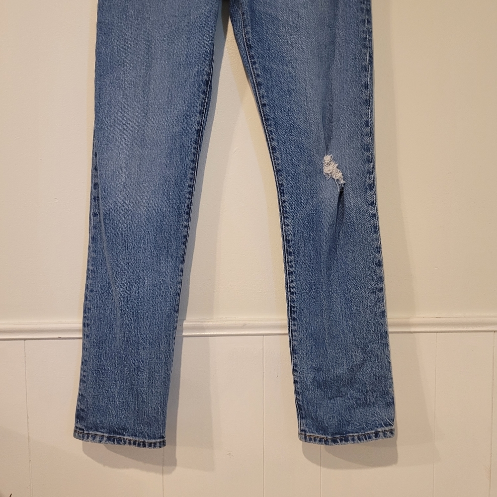 Levi's 501 Original Fit Jeans Straight Leg High Rise Button Fly Distressed Sz 28 - Picture 6 of 11